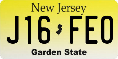 NJ license plate J16FEO