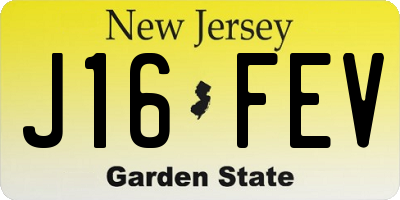 NJ license plate J16FEV