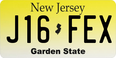 NJ license plate J16FEX