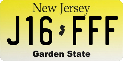 NJ license plate J16FFF