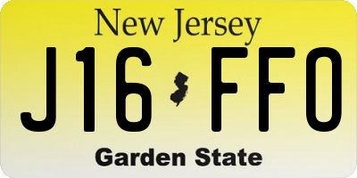 NJ license plate J16FFO