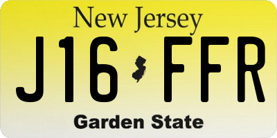 NJ license plate J16FFR