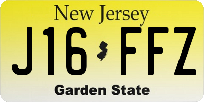 NJ license plate J16FFZ