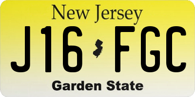 NJ license plate J16FGC