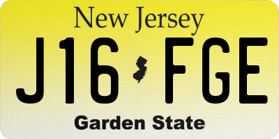 NJ license plate J16FGE