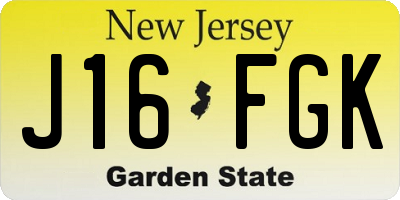 NJ license plate J16FGK