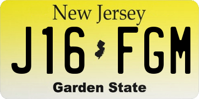 NJ license plate J16FGM