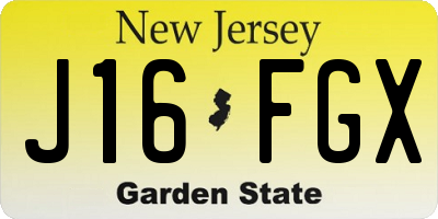 NJ license plate J16FGX