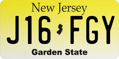 NJ license plate J16FGY