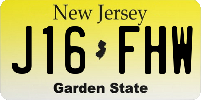 NJ license plate J16FHW