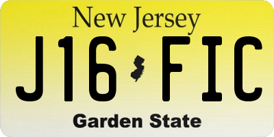 NJ license plate J16FIC