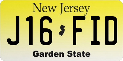 NJ license plate J16FID