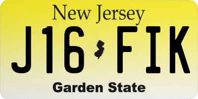 NJ license plate J16FIK
