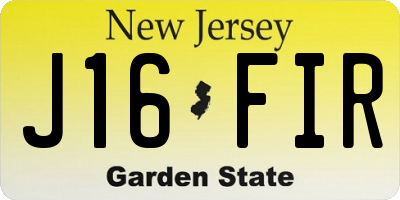 NJ license plate J16FIR