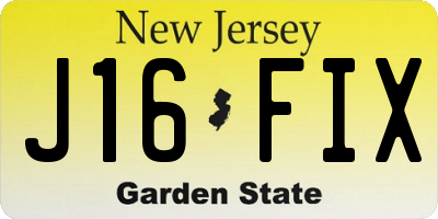 NJ license plate J16FIX