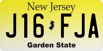 NJ license plate J16FJA