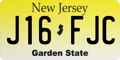 NJ license plate J16FJC