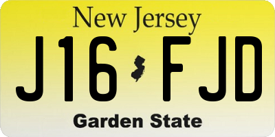NJ license plate J16FJD