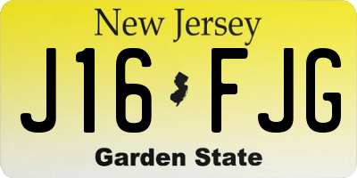 NJ license plate J16FJG