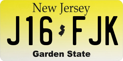 NJ license plate J16FJK
