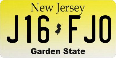 NJ license plate J16FJO