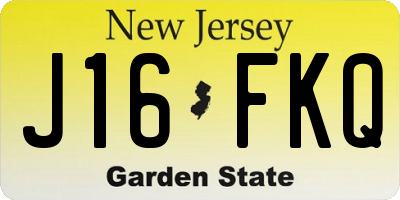 NJ license plate J16FKQ