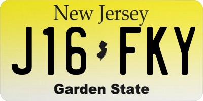 NJ license plate J16FKY