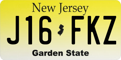 NJ license plate J16FKZ