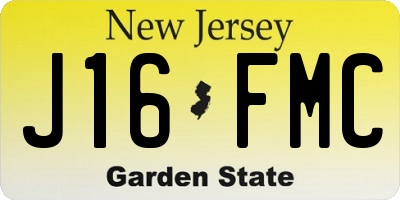 NJ license plate J16FMC