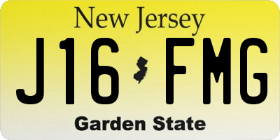 NJ license plate J16FMG