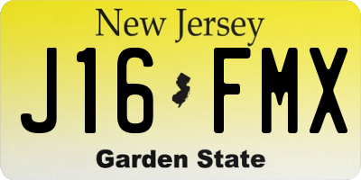 NJ license plate J16FMX