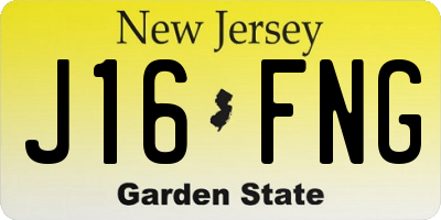 NJ license plate J16FNG
