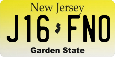 NJ license plate J16FNO
