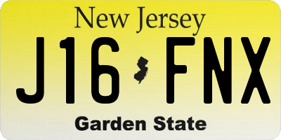 NJ license plate J16FNX
