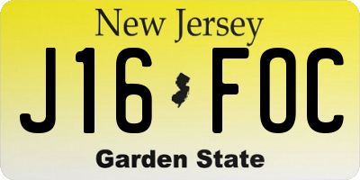 NJ license plate J16FOC