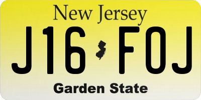 NJ license plate J16FOJ