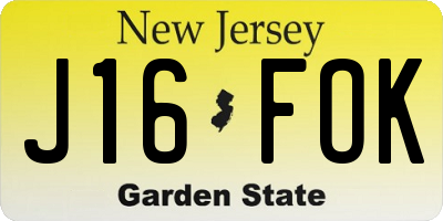 NJ license plate J16FOK