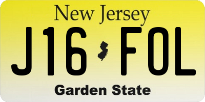 NJ license plate J16FOL