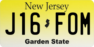 NJ license plate J16FOM