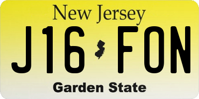 NJ license plate J16FON