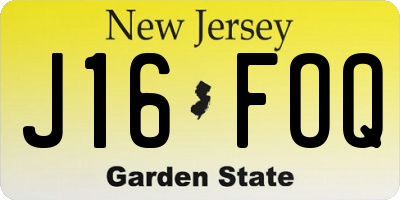NJ license plate J16FOQ