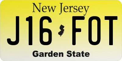 NJ license plate J16FOT