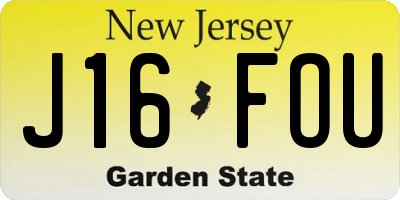 NJ license plate J16FOU