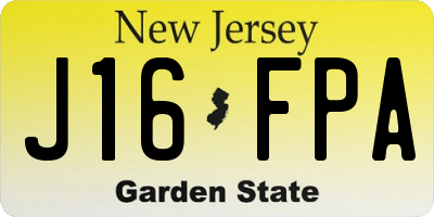 NJ license plate J16FPA