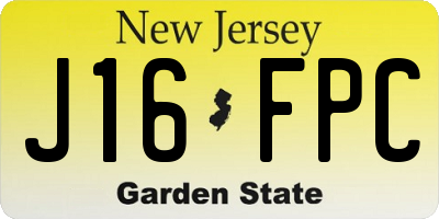 NJ license plate J16FPC