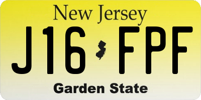 NJ license plate J16FPF
