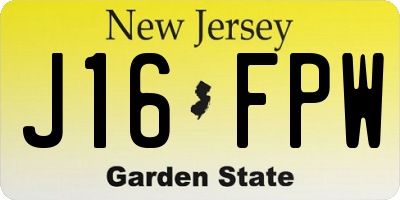 NJ license plate J16FPW