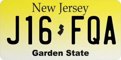 NJ license plate J16FQA