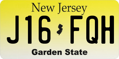 NJ license plate J16FQH