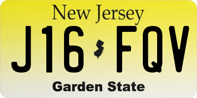 NJ license plate J16FQV